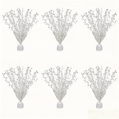 6 Pack Metallic Foil Spray Centerpiece Stars for Wedding, Birthday, Anniversary, Christmas Table Decor, Holiday Festival Baby Shower Graduation Mantle Party Decorations (White)