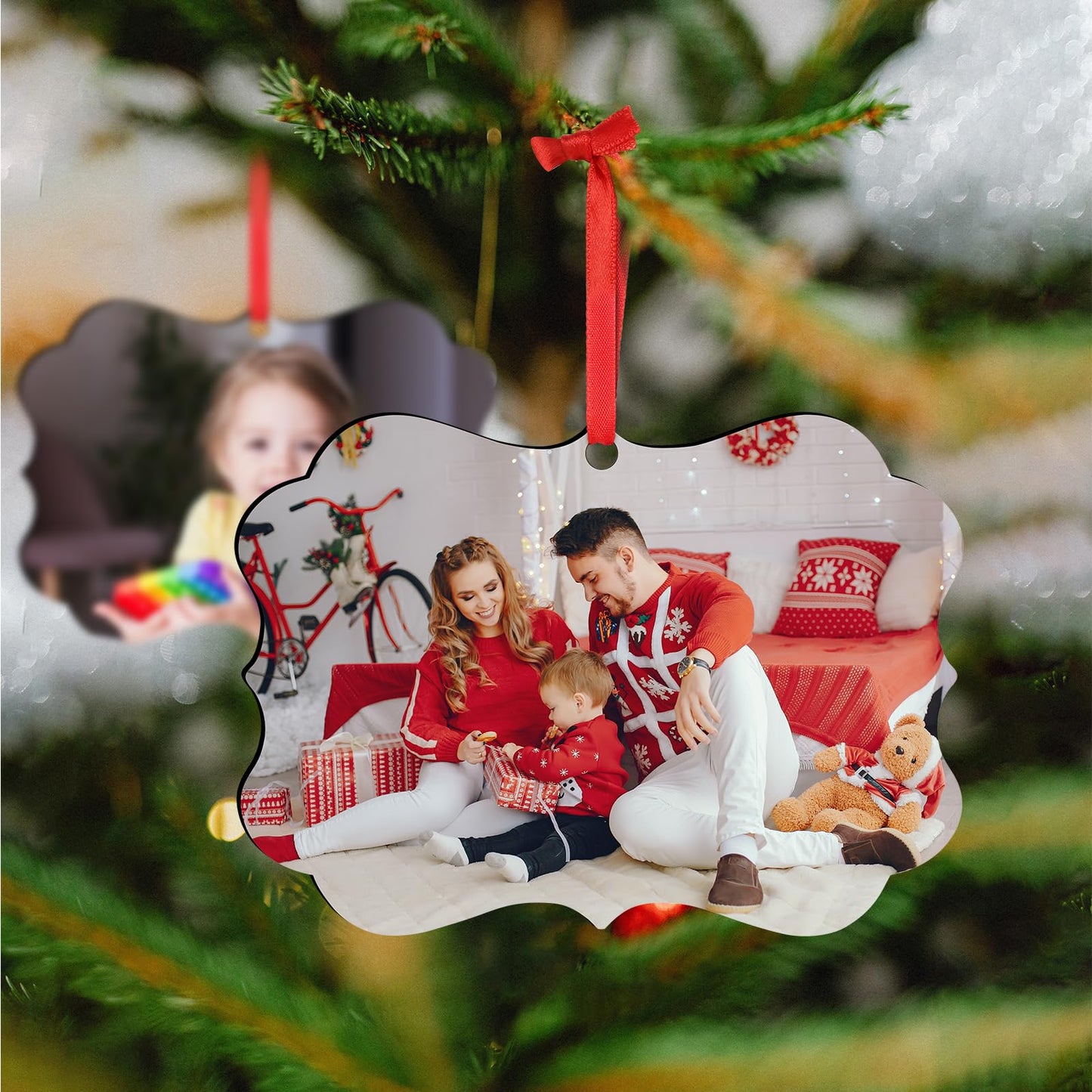 Personalized Family Christmas Ornaments 2026, Custom Photo Ornaments for Christmas Tree Decorations, Baby Shower, Engaged, Married, Family, Friends, Wood Keepsake Gift
