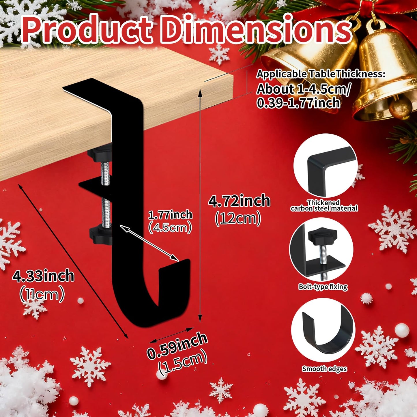 Stuzos Christmas Stockings Holder Hanger, Stocking Holders for Mantle,Mantle Garland Hanger,Garland and Stocking Hangers for Mantle, Fireplace Garland and Stocking Hanger (Style J, 3pcs)