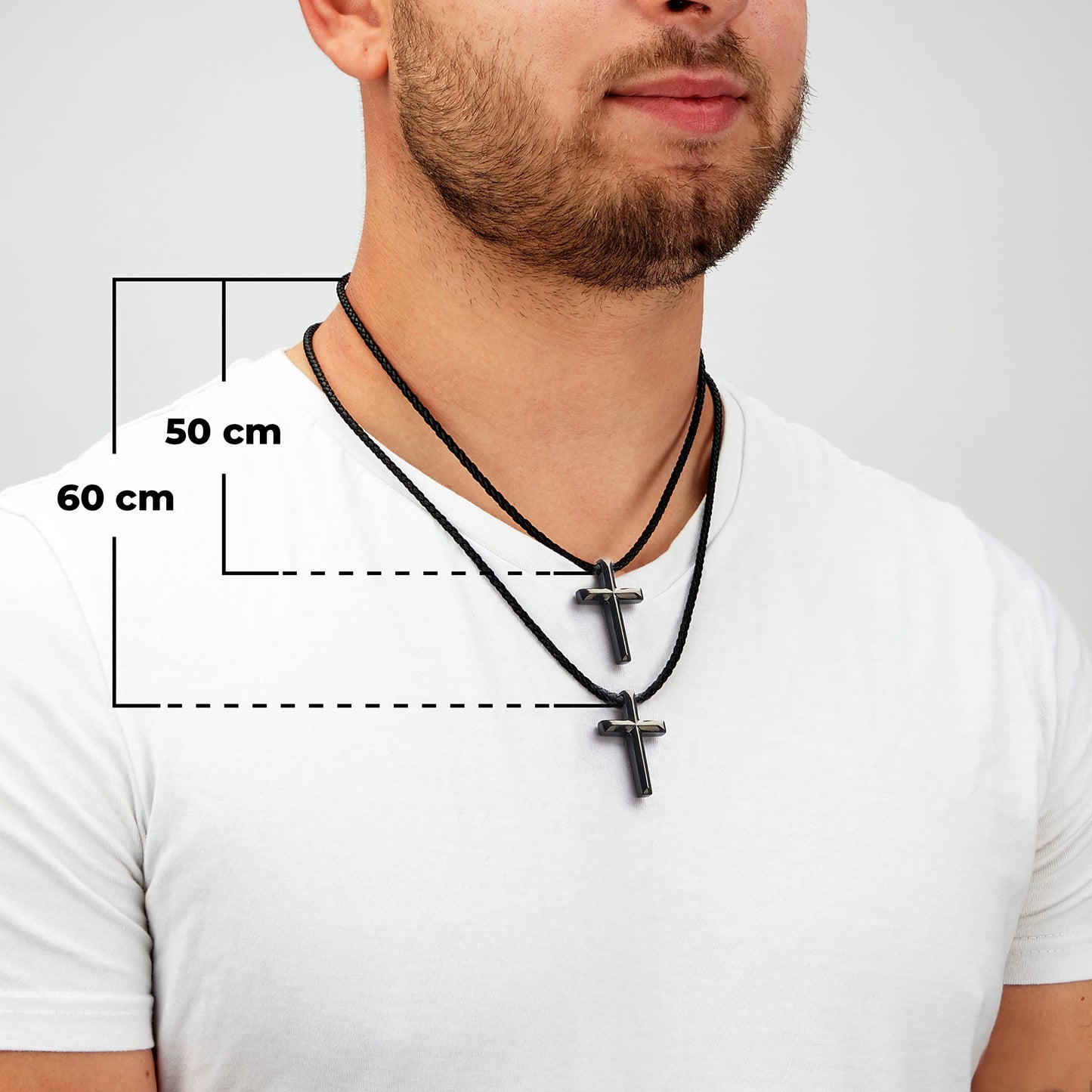 SERASAR Leather Chain Men Necklace with Pendant - 50cm Black Choker Jewellery Box for Real Locket Necklet