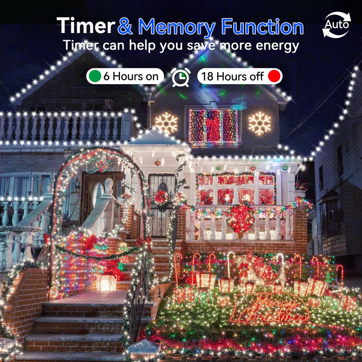 Hezbjiti 2 Pack 1000 LED 403 FT Christmas String Lights Outdoor, 8 Lighting Modes IP44 Waterproof Fairy Lights with Timer and Dimmable Function for Party Tree Decorations (Cold White, Green Wire)