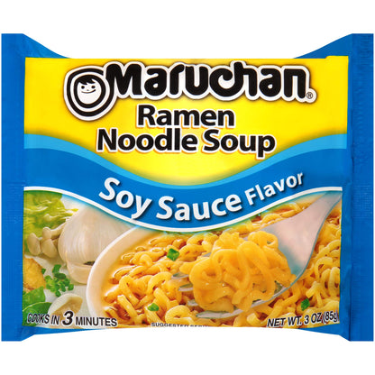 Maruchan Ramen Soy Sauce, Instant Ramen Noodles, Ready to Eat Meals, 3 Oz, 24 Count