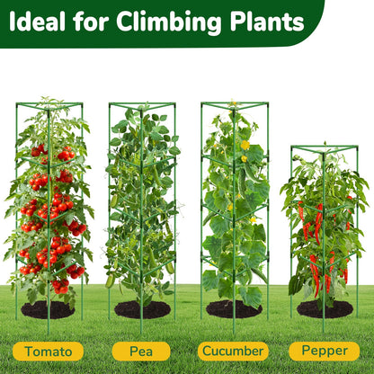 ZeeDix 4 Pack Heavy Duty Tomato Cages 65 Inch, Large Tall Plant Support Stakes for Climbing Plants Heavy Vegetables, Adjustable Tomato Trellis for Pots & Outdoor Raised Garden Beds