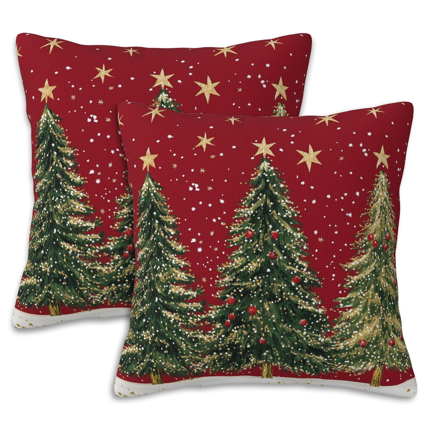 Naqiuli Throw Pillow Covers Christmas Tree Pillow Covers 18x18 Inch Set of 2 Christmas Throw Pillows Decorative Pillow Cases Cushion Covers for Bedroom Livingroom Sofa Farm House