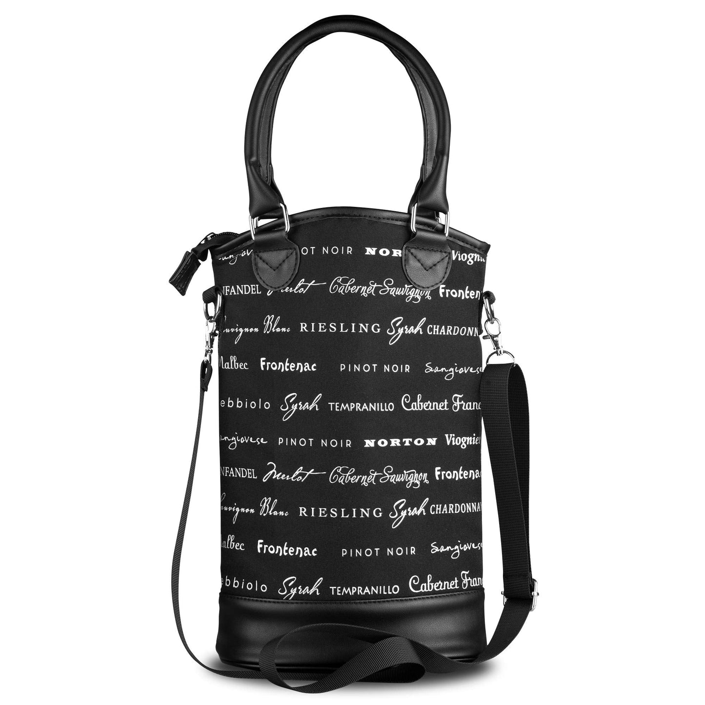 Chris's Stuff Wine Carrier Bag | 2 Bottles Padded Tote with Adjustable Shoulder Straps & Handle | Leak Proof Wine Purse | Wine Tasting, Party, Dinner, Great Christmas Day Gift for Wine Lover - Black