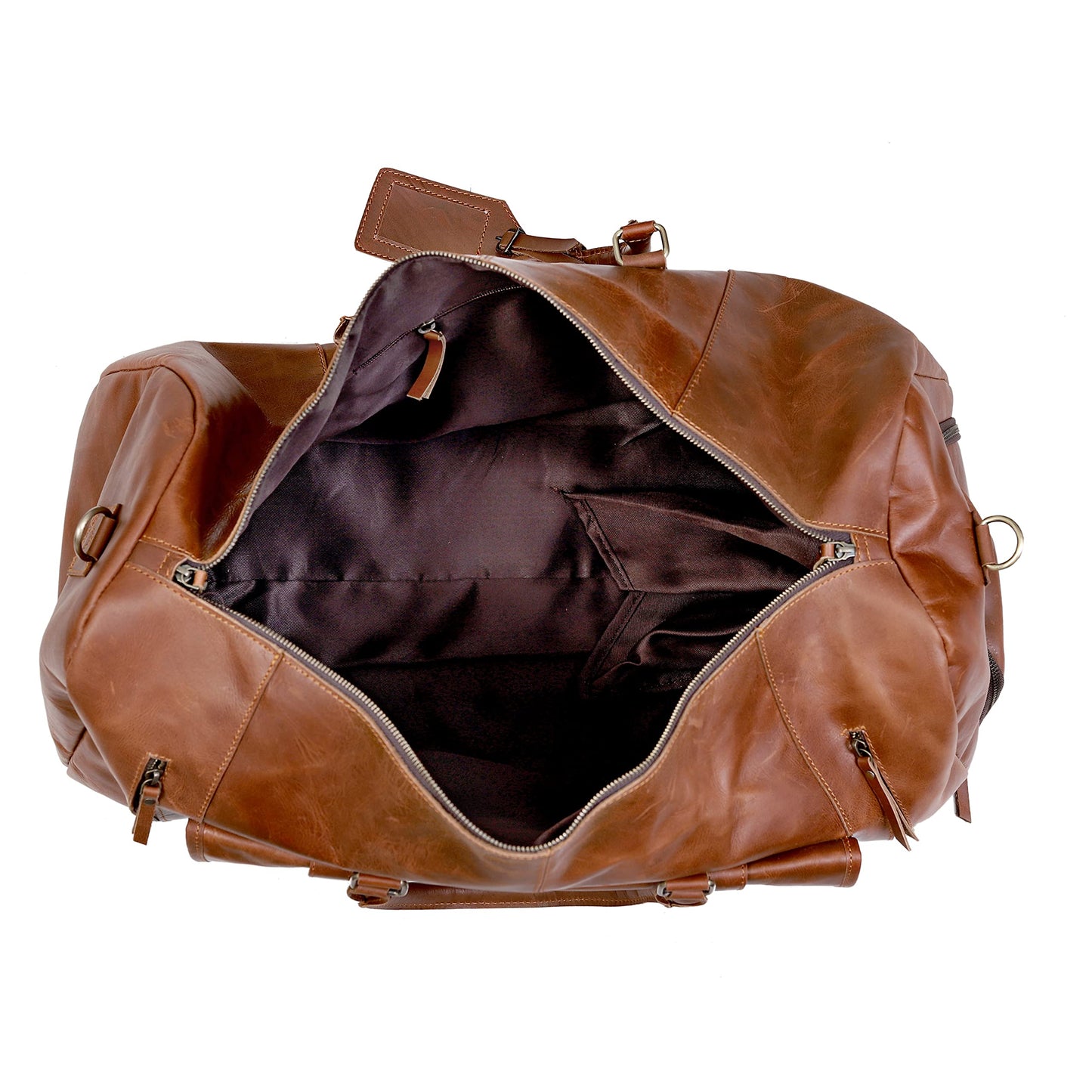 24 Inch Leather Duffle Bags for Men Large Full-Grain Buffalo Leather Overnight Gym Bag, Luggage Weekend Travel Bag for Men & Women, Carry On Airplane Cabin Bag with Shoe Compartment