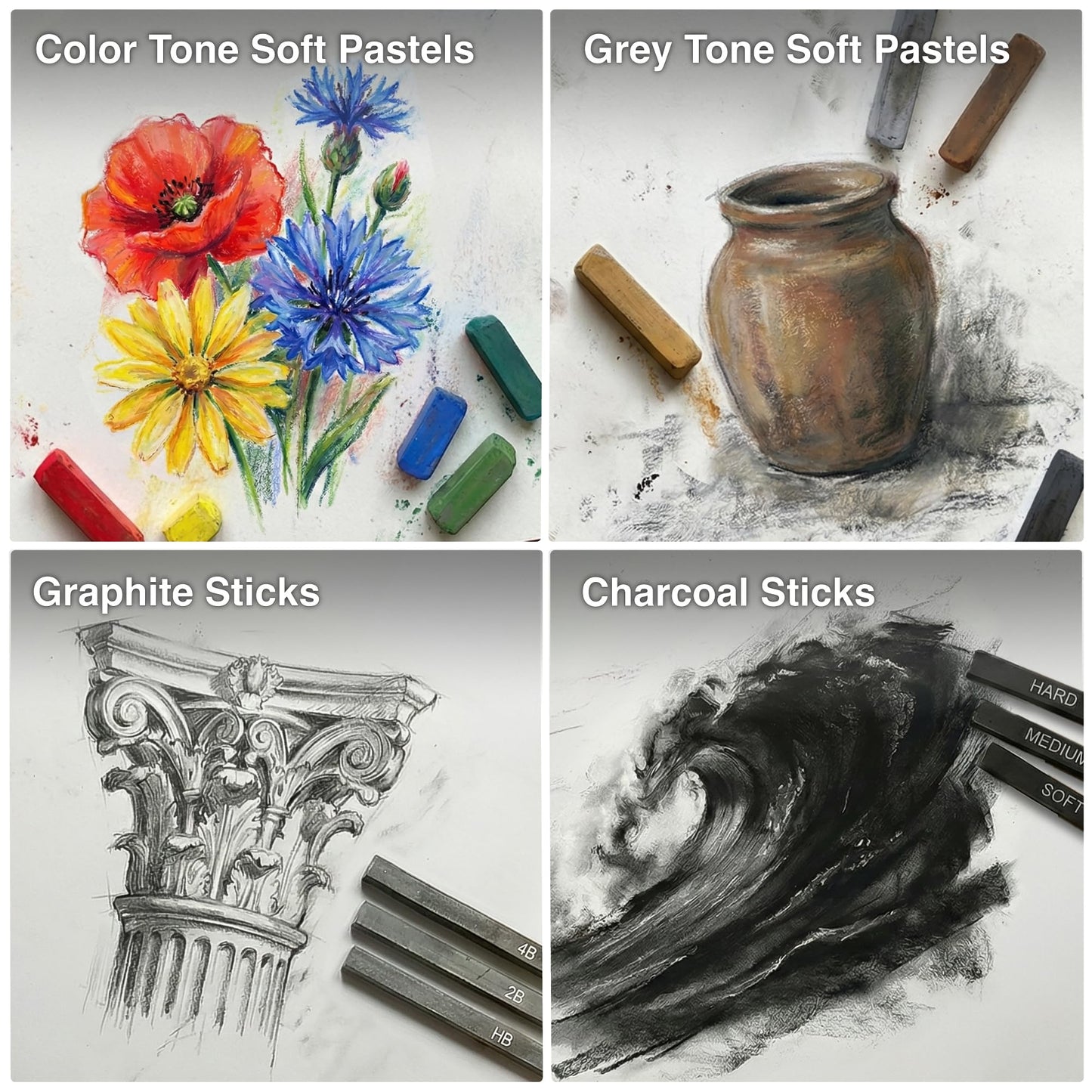 COLOUR BLOCK 91-Piece Sketching & Drawing Art Set with Colored, Metallic, Charcoal, Pastel Pencils, Soft Pastels, Charcoal & Graphite Sticks, Sketchbook, Tools — Travel-Friendly Case for Teens, Adults