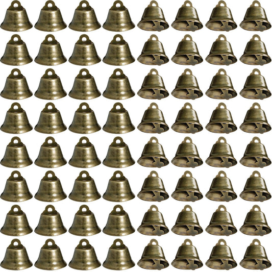 100 Pieces Vintage Bells Craft Bells Small Hanging Bells Ornaments for Wind Chimes Housebreaking Making Dog Potty Training Doorbell Wedding Decor (Bronze)