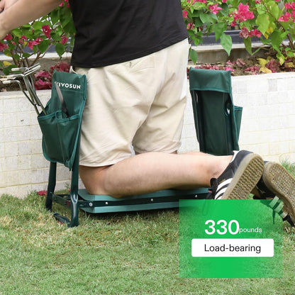 VIVOSUN Garden Kneeler and Seat, Foldable Gardening Stool, Garden Kneeling Bench with Handles, EVA Foam Pad & 2 Tool Bags, Portable Garden Tools for Women Men Seniors, 2-in-1 Outdoor Garden Supplies