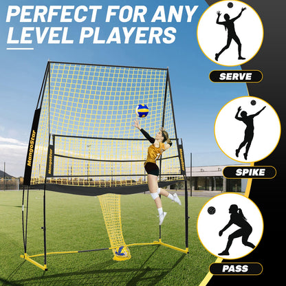 MangoStar Volleyball Training Equipment, Volleyball Net System with Freely Height-Adjustable for Backyard, Volleyball Practice Net for Serving Setting Spiking, Easy Set Up for Indoor and Outdoor Use