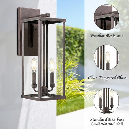 Bestshared Outdoor Wall Sconce Light, 20 Inch Tall Exterior Wall Lighting Fixture with Clear Glass, Anti-Rust Outside Porch Lighting Lamp for House Front Doorway Patio (Rust, 20"-1 Pack)
