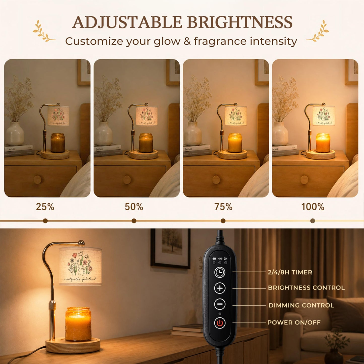 GIFTELIX Candle Warmer Lamp with Timer Dimmable - Electric Candles Wax Warmers Adjustable Height - House Warming New Home Decor - Christmas Birthday Gifts for Women Friend Sister Christian Friendship