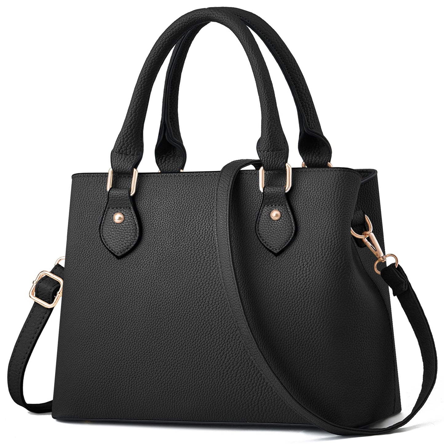 CHICAROUSAL Purses and Handbags for Women Leather Crossbody Bags Women's Tote Shoulder Bag (Black cc)