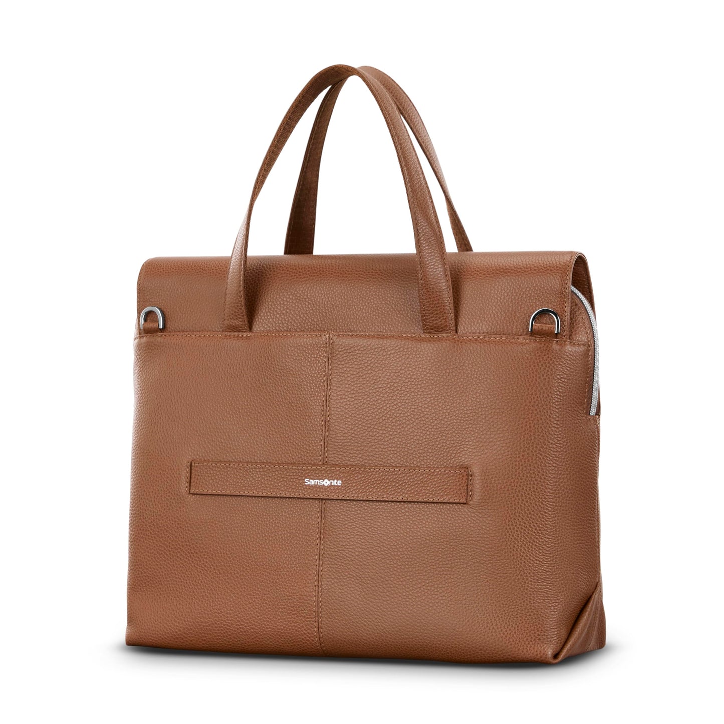 Samsonite Mobile Solution 2 Convertible Leather Briefcase, Pebbled Leather Laptop Bag with Crossbody Strap, Padded Sleeve, StackIt™ Strap & Organizational Pockets – Professional Work Tote - Cognac