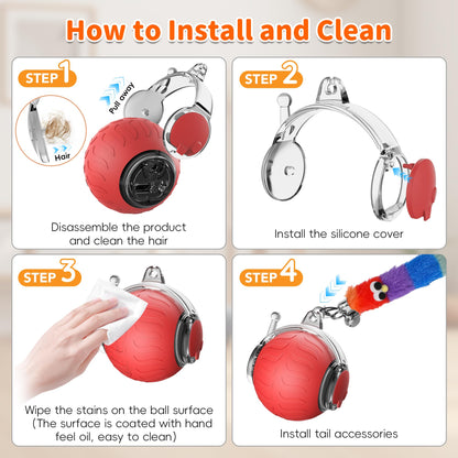 UPSKY Interactive Cat Toy Ball for Indoor Cats, Automatic Moving Electric Rolling Cat Ball Toy, 3-Speed Modes Smart Kitten Toys with Sounds, USB Rechargeable Cat Toy for Indoor Bored Cats