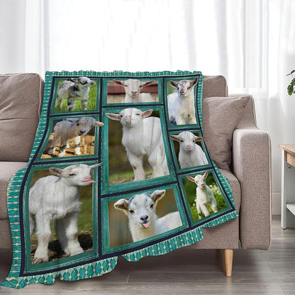 Cute Goat Blanket, Farmhouse Animal Throw Blankets, Goats Fuzzy Plush Blanket Ultra Soft for Goat Lover Gift Kids Teens Women Men Girls Boys Stuff Decor for Home Bedding Sofas Couch Camping 80"X60"