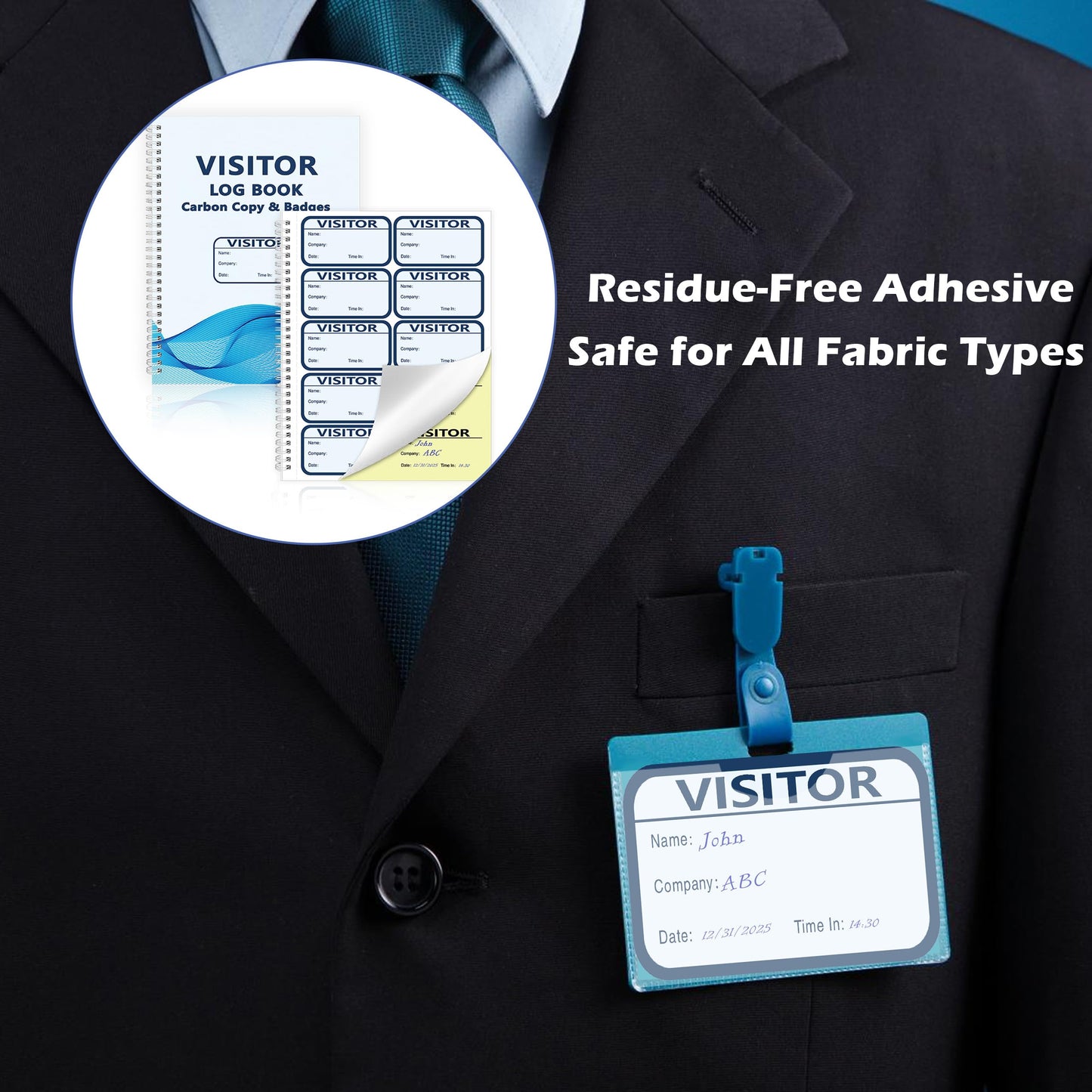 1 Pack Visitor Badges with Carbon Copy Visitor Stickers Letter Size Visitor Log Book Protecting Privacy Pages for School Church Business Visitor Pass Stickers 150 Visitor Badges 30 Memo Pages (1)