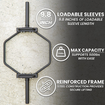 Synergee 7kg Black Olympic Hex Barbell Trap Bar with Standard Height Handles for Squats, Deadlifts, Shrugs and Power Pulls. 49” Long Bar with 10” Sleeve.