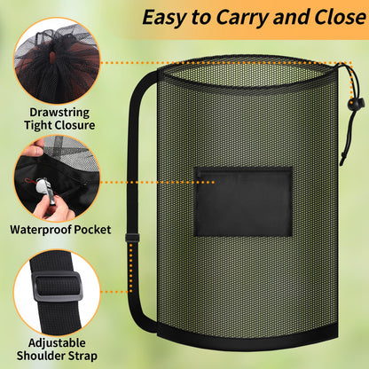 Extra Large Mesh Ball Bag, Heavy Duty Drawstring Storage Bag, 24" x 36" Hold 8-10 Soccer Basketball Volleyball Football, Sports Equipment Sack Net Bags with Shoulder Strap and Pocket for Coaches