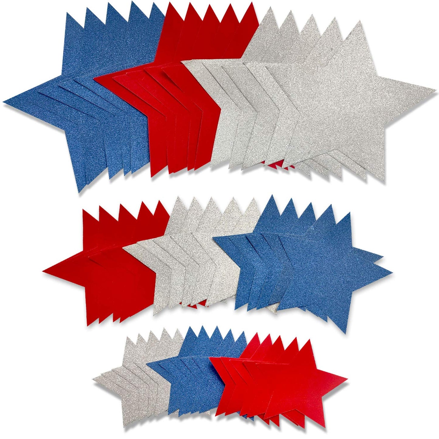 Aflyu Patriotic Star Cutouts Glitter Cutouts Kit 4th of July Decoration for Independence Day 45 Pieces