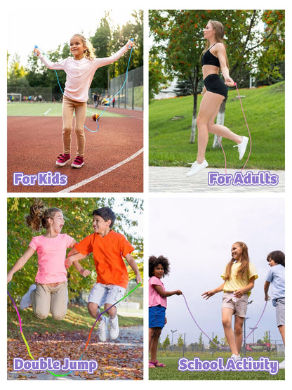 Jump Rope for Kids, Lorvain Adjustable Skipping Rope, Kids Jump Ropes with Wooden Handle for Girls Boys, Weighted Jumping Ropes for Fitness Workout Exercise Outdoor Fun Activity