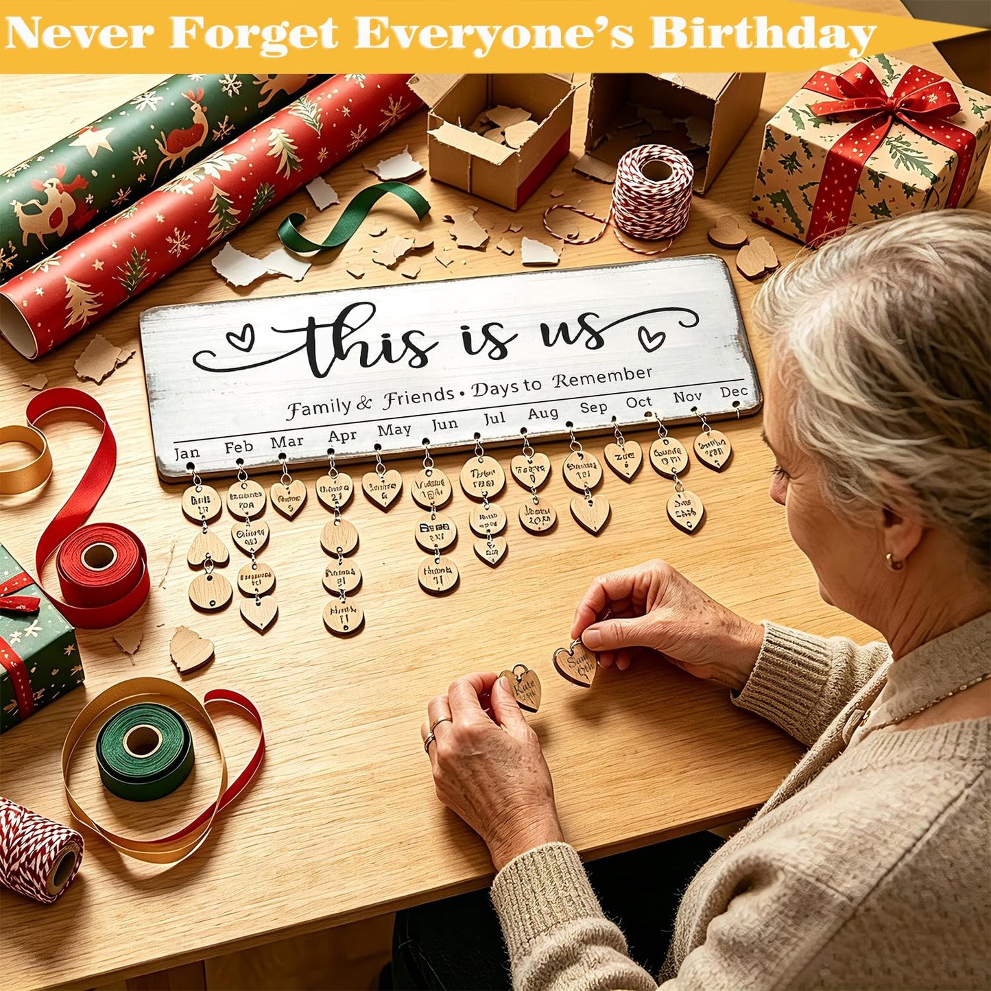 Grandma Mother Best Christmas Gifts from Son in Law, Family Birthday Tracker Calendar Board Wall Hanging to Reminder Important Day, Gifts for Mom Birthday Unique Ideas for Christmas Gift, Birthday