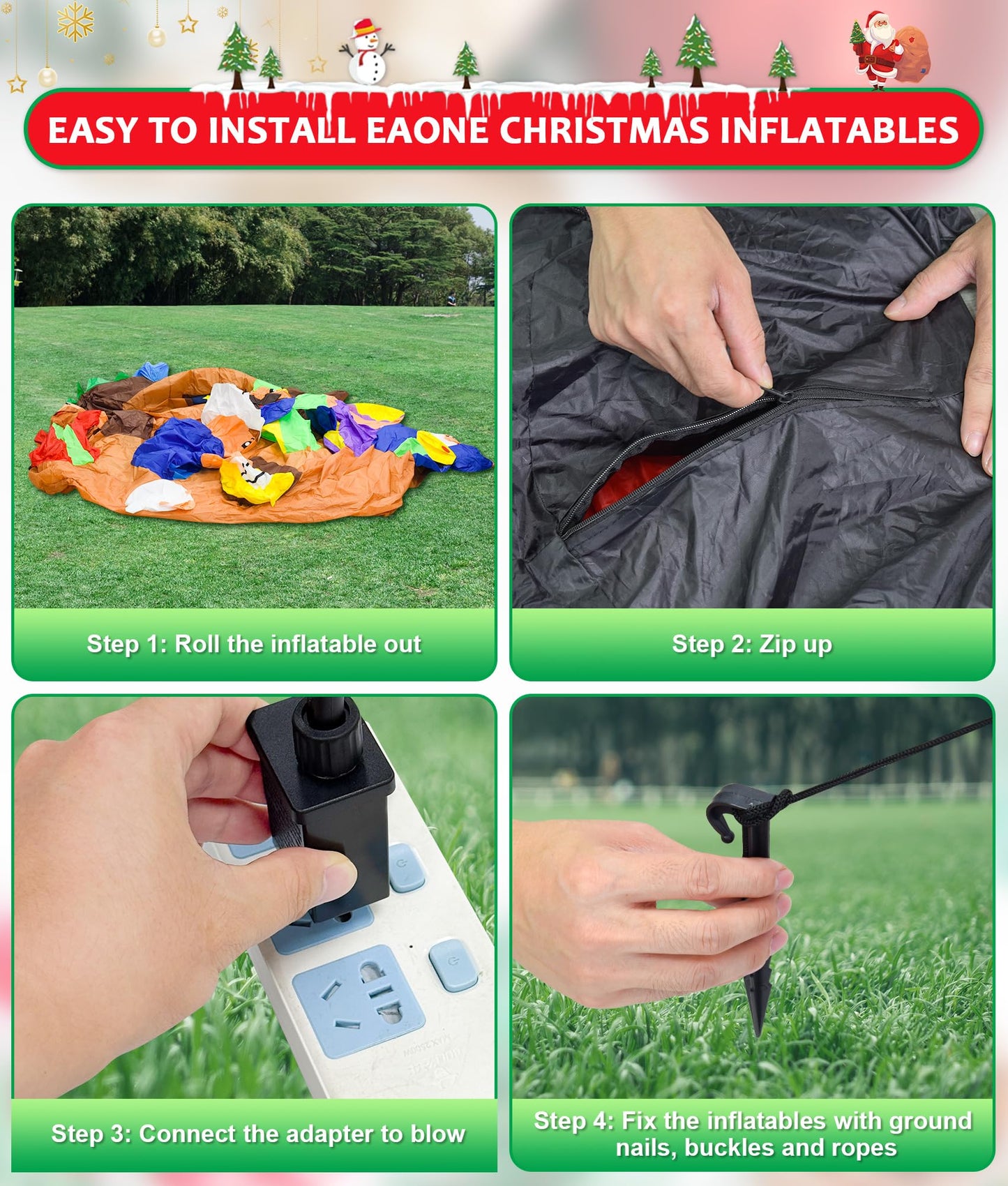 EAONE 7FT Christmas Inflatables Outdoor Decorations, Cute & Funny Inflatatable Christmas Santa Snowman Slide Blow Ups Yard Decoration with Lights for Garden Lawn Home Xmas Holiday Season Decor