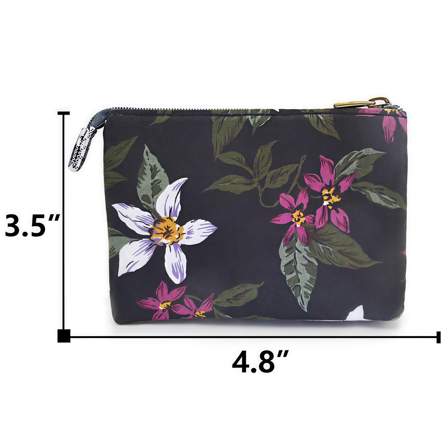 GUXL Women Small Zipper Coin Purse, Handmade Fabric Flower Embroidered Change Pouch, Cotton Double Zipper Wallet