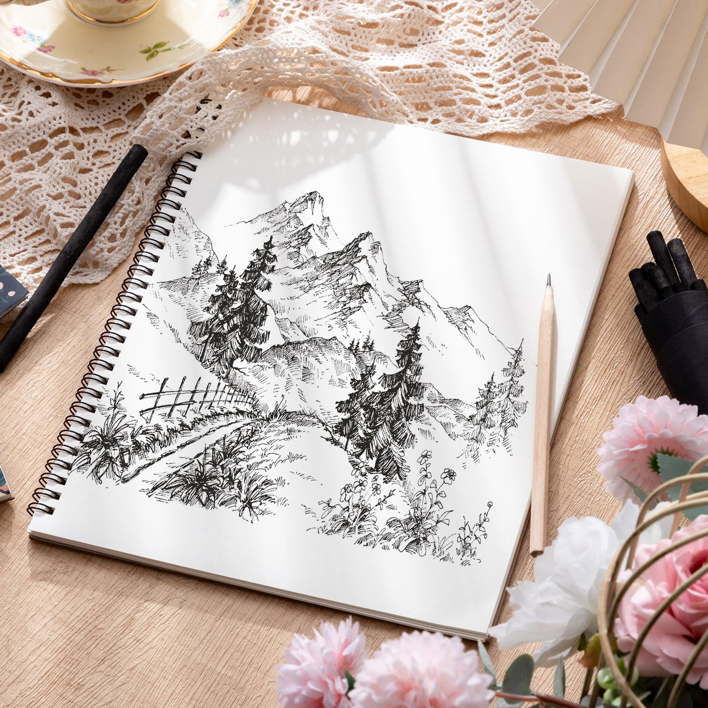 4 Pack Sketch Book, 8.5 x 11Inch Sketchbook, 68lb/100gsm Spiral Bound Sketch Pad, Acid Free Art Supplies Drawing Painting Sketching Paper for Woman Artists (30 Sheets Each)