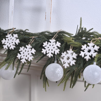 12Pcs Wooden Snowflake Ornaments for Christmas Tree, Rustic Snowflake Decorations with Jute Rope, Unfinished Wood Snowflakes Cutouts for Holiday DIY Crafts, Farmhouse Xmas Decor (12pcs)