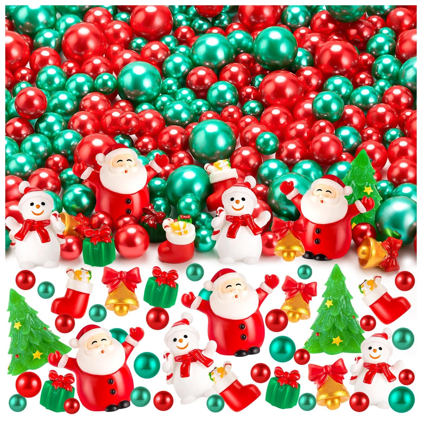 ZHWKMYP 200Pcs Christmas Vase Filler, Red and Green Christmas Floating Vase Filler for Table Centerpieces Decorations