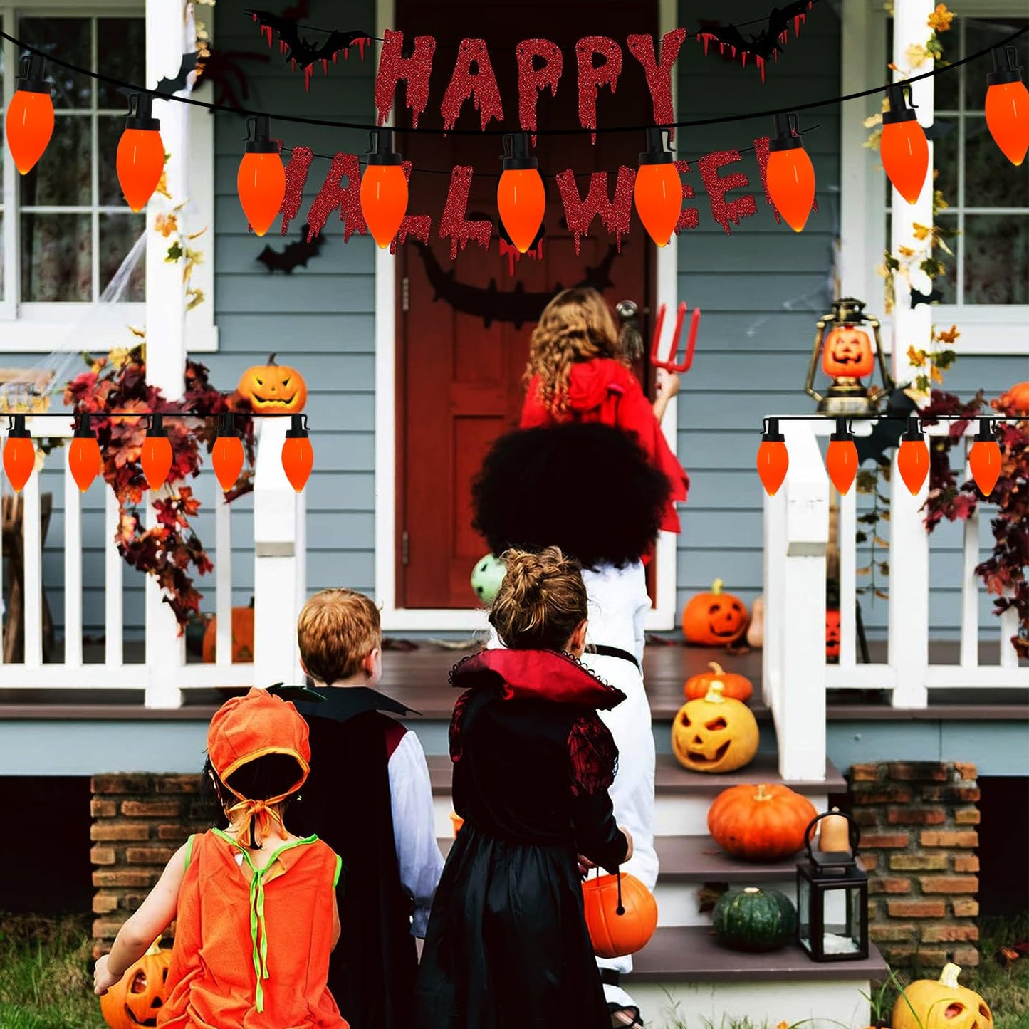 Fonusty 25Ft LED Orange Christmas Lights, C9 Outdoor Christmas Light 25 LED Orange Bulb Lights, Connectable Fall Decor String Light for Thanksgiving Autumn Xmas Halloween Decoration