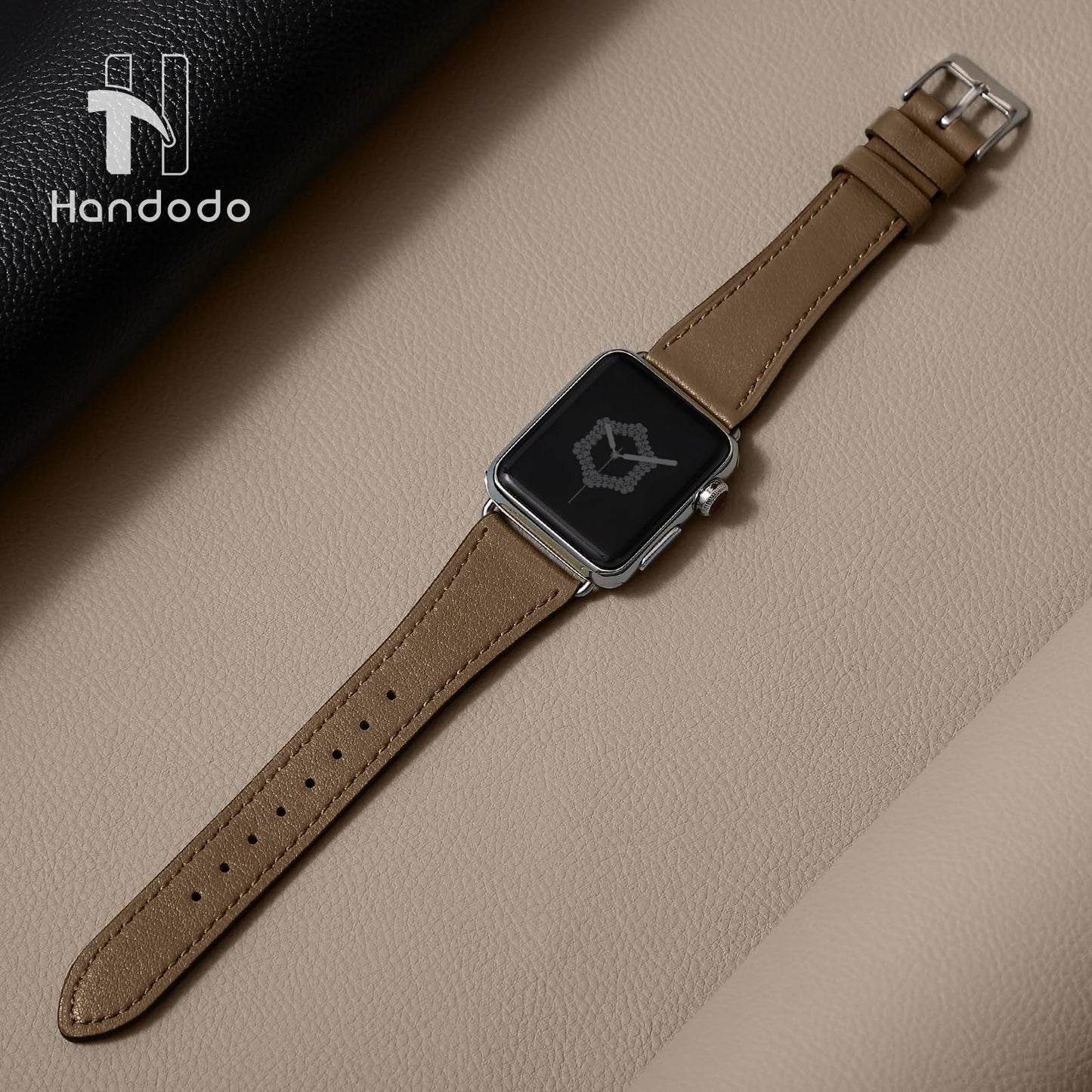 HANDODO Italian Genuine Leather Band Women for Apple Watch Series 11 10 9 8 7 6 5 4 3 2 1 SE SE2 Ultra 2/3, SGS Certified Dressy Bracelet Cute Strap for iWatch 42mm 44mm 45mm 46mm 49mm, Greige