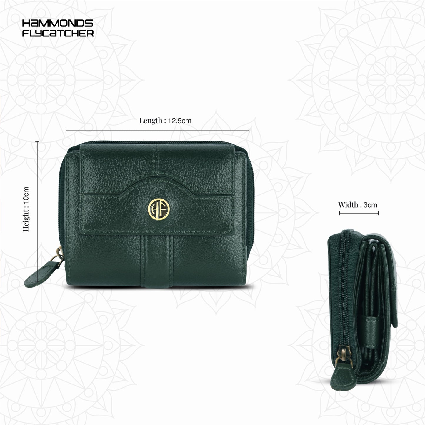 HAMMONDS FLYCATCHER Leather Ladies Wallet for Woman with 14 Card Slots - Clutch Purse for Women, Ladies Wallet for Women Stylish, Ladies Purse for Women Wallet, Purse for Woman, Green, 12.5 cm x 3 cm