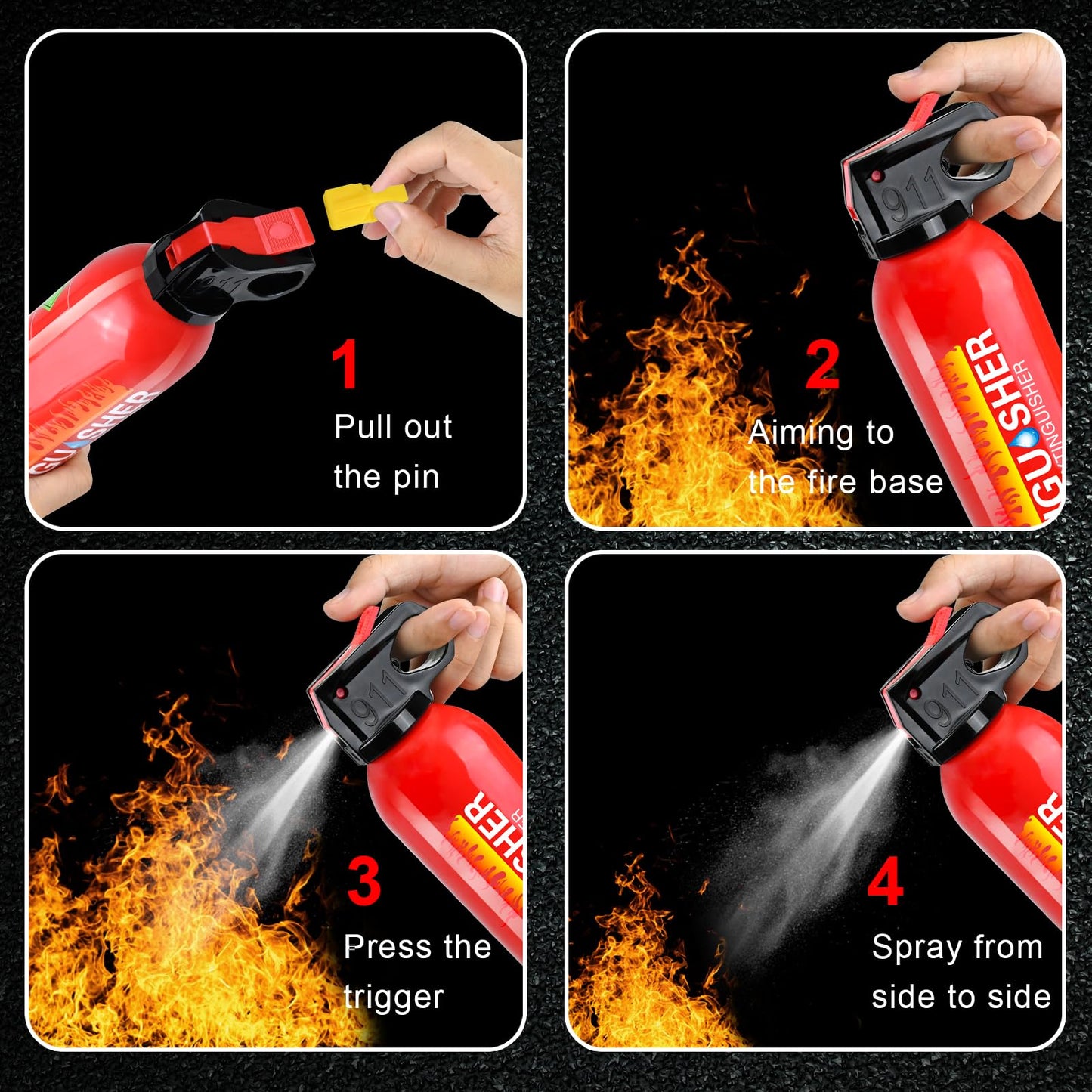 Fire Extinguisher for Home, 2 Pack Car Fire Extinguishers with Mount, 8 in 1 Portable Kitchen Fire Extinguishers for A, B, C, K Category, 620ml Mini Fire Extinguisher for Car Truck Boat
