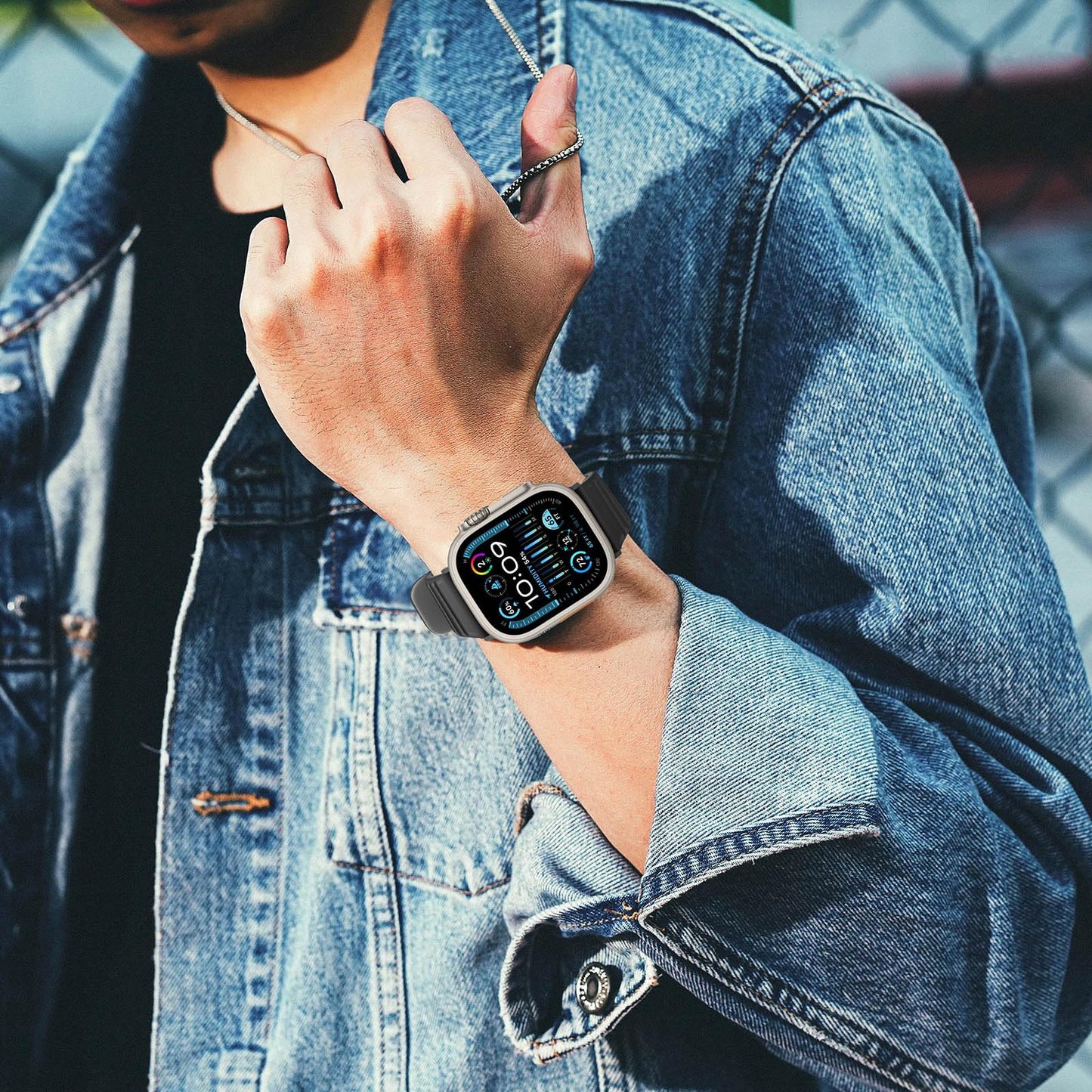 Suphart Bands Compatible with Apple Watch Band 49mm 46mm 45mm 44mm 42mm for Women Men Soft Silicone Sport Strap Designed for Apple Watch Ultra 2 Ultra SE Series 10 9 8 7 6 5 4 3 2 1, Black Grey