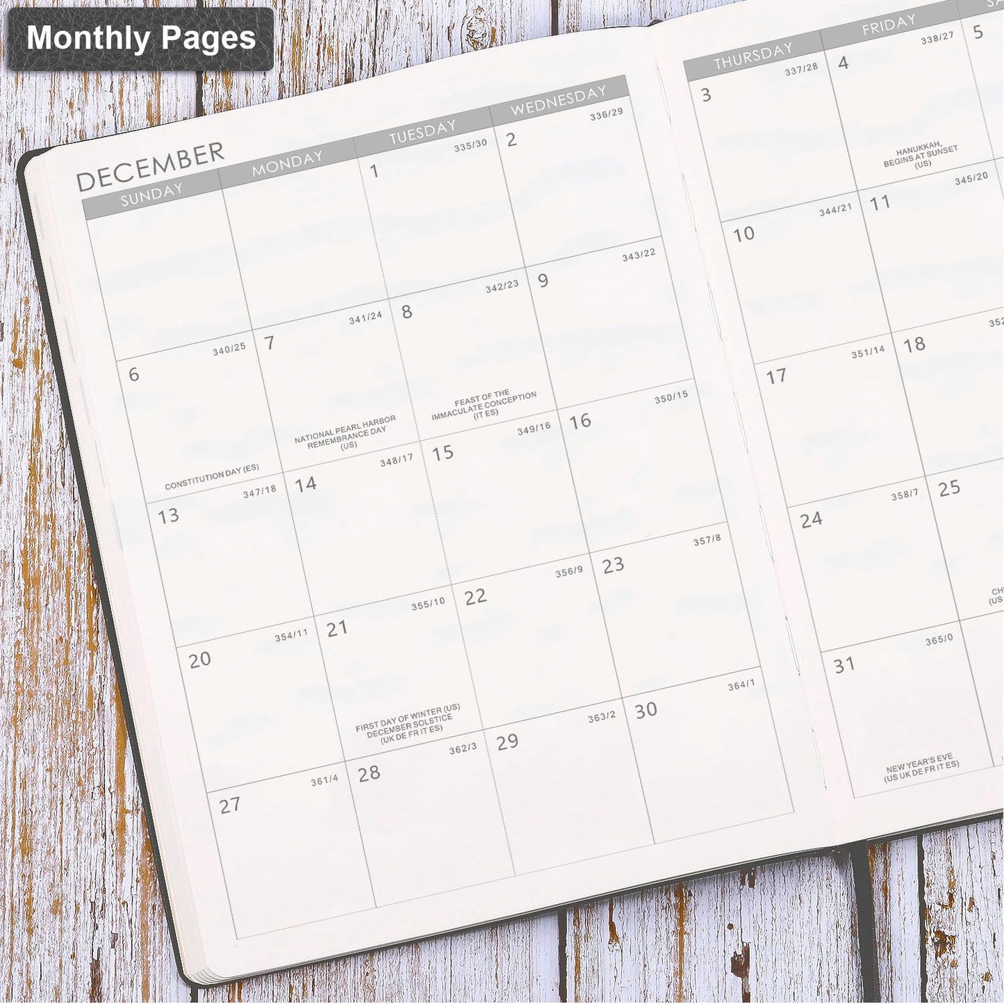 Planner 2026-2027 - 8.5" x 11" 2026-2027 Planner Weekly and Monthly, July 2026 - June 2027, Faux Leather Cover, Pen Holder, Pocket, 25 Notes Pages, A4 Premium Paper - Gray