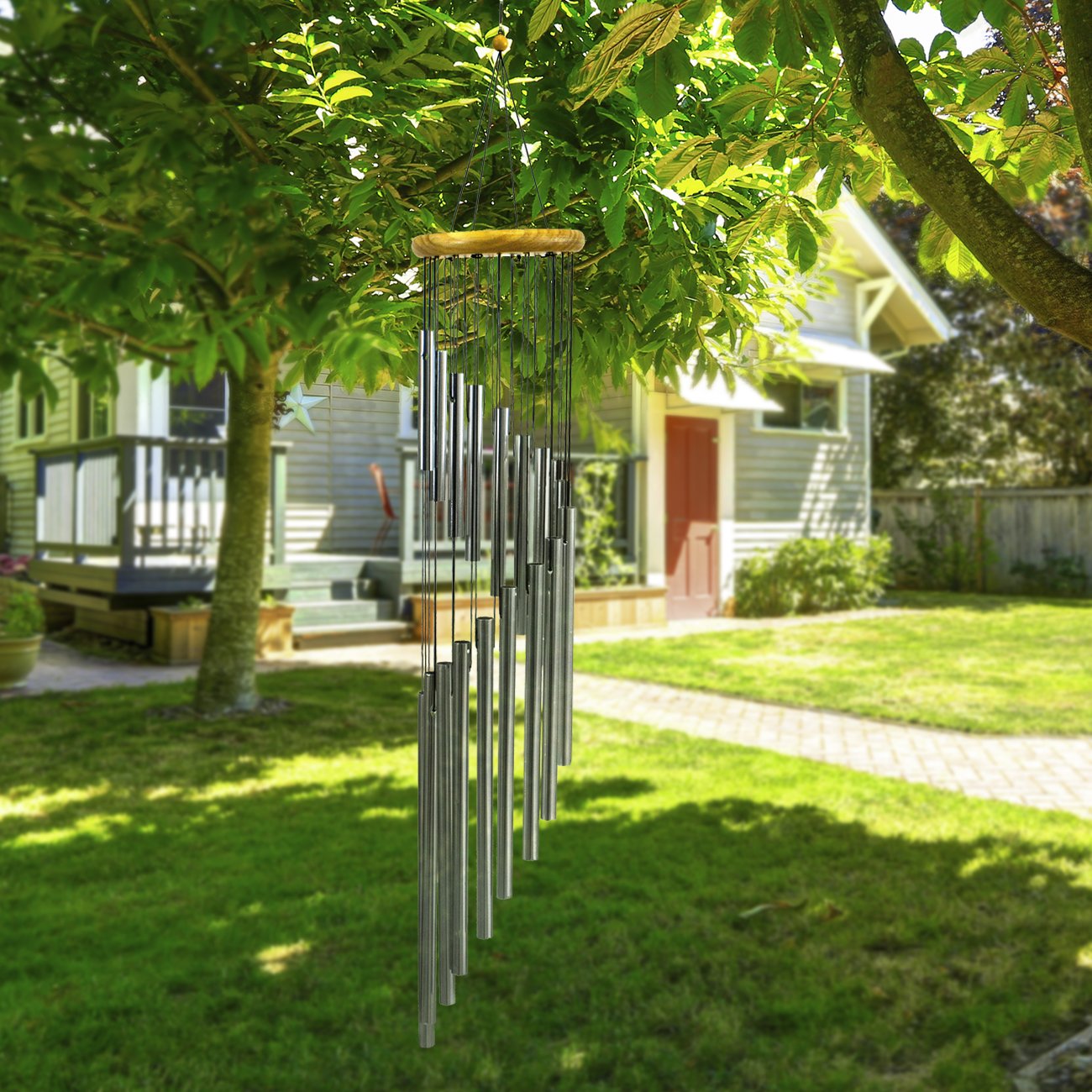 Sorbus Wind Chimes – Tubular Decorative Outdoor Garden Accent with Soothing Musical Bell Sounds – Great for Memorial, Home, Deck, Patio, or Garden, Metal