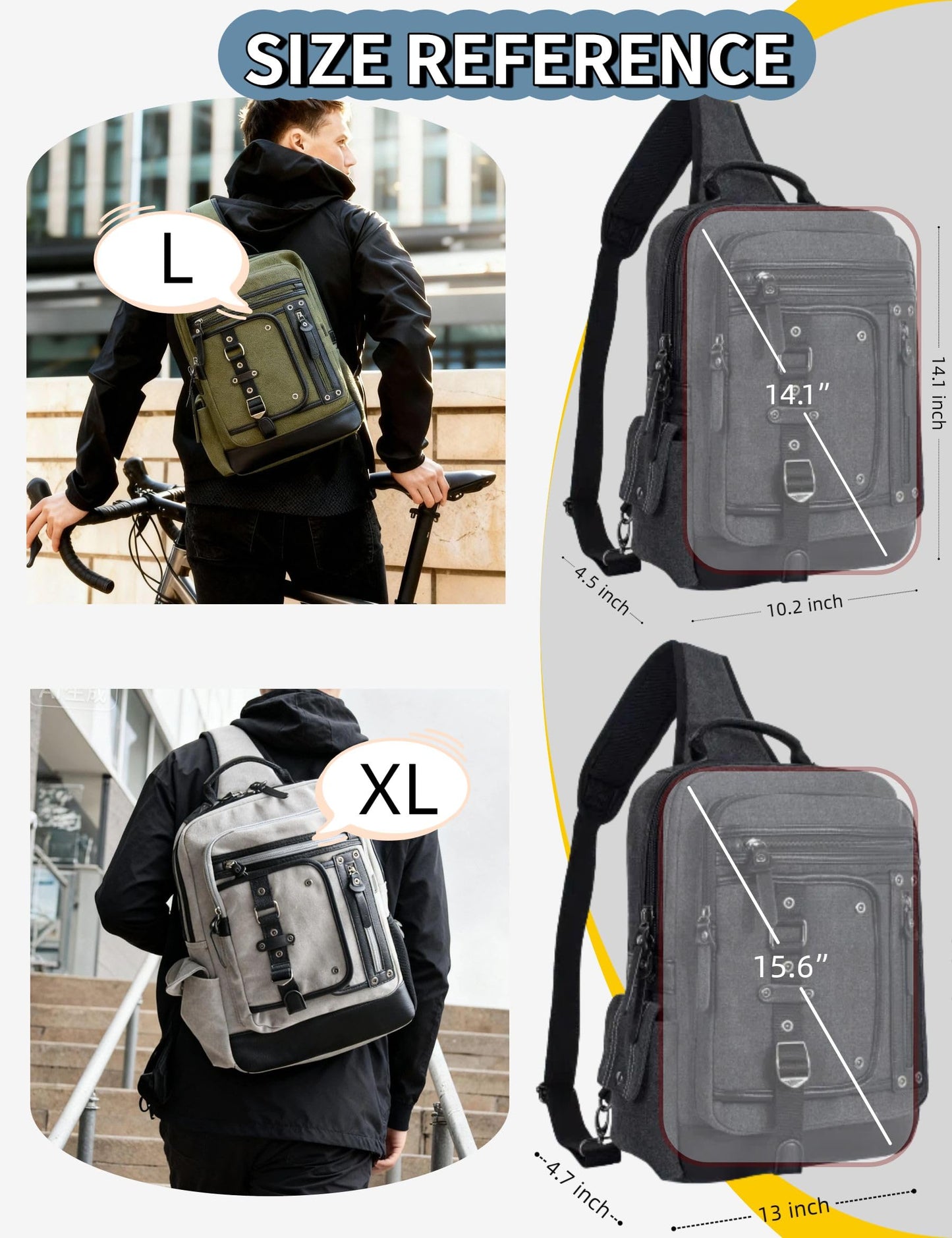 Schkleier Messenger Bag for Men Canvas Sling Bag Crossbody Backpack Laptop Shoulder Bag Hiking Daypacks Casual Tactical