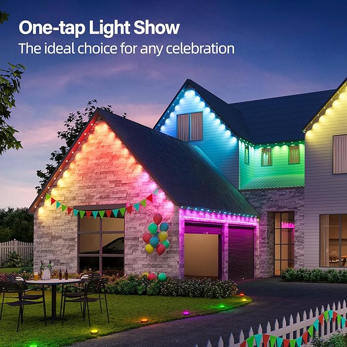 Permanent Outdoor RGB Lights with IP67 Waterproof,Smart Outdoor String Lights Remote Control, Eaves Lights with App, Daily and Accent Lighting for Halloween,Christmas Decor (400ft)