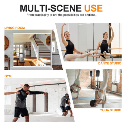 Delma Home Gym Mirror,54''x28''x2PCS,Large Full Body Tempered Glass Frameless, Wall-Mounted for Gym, Yoga, Garage, Bedroom, Bathroom