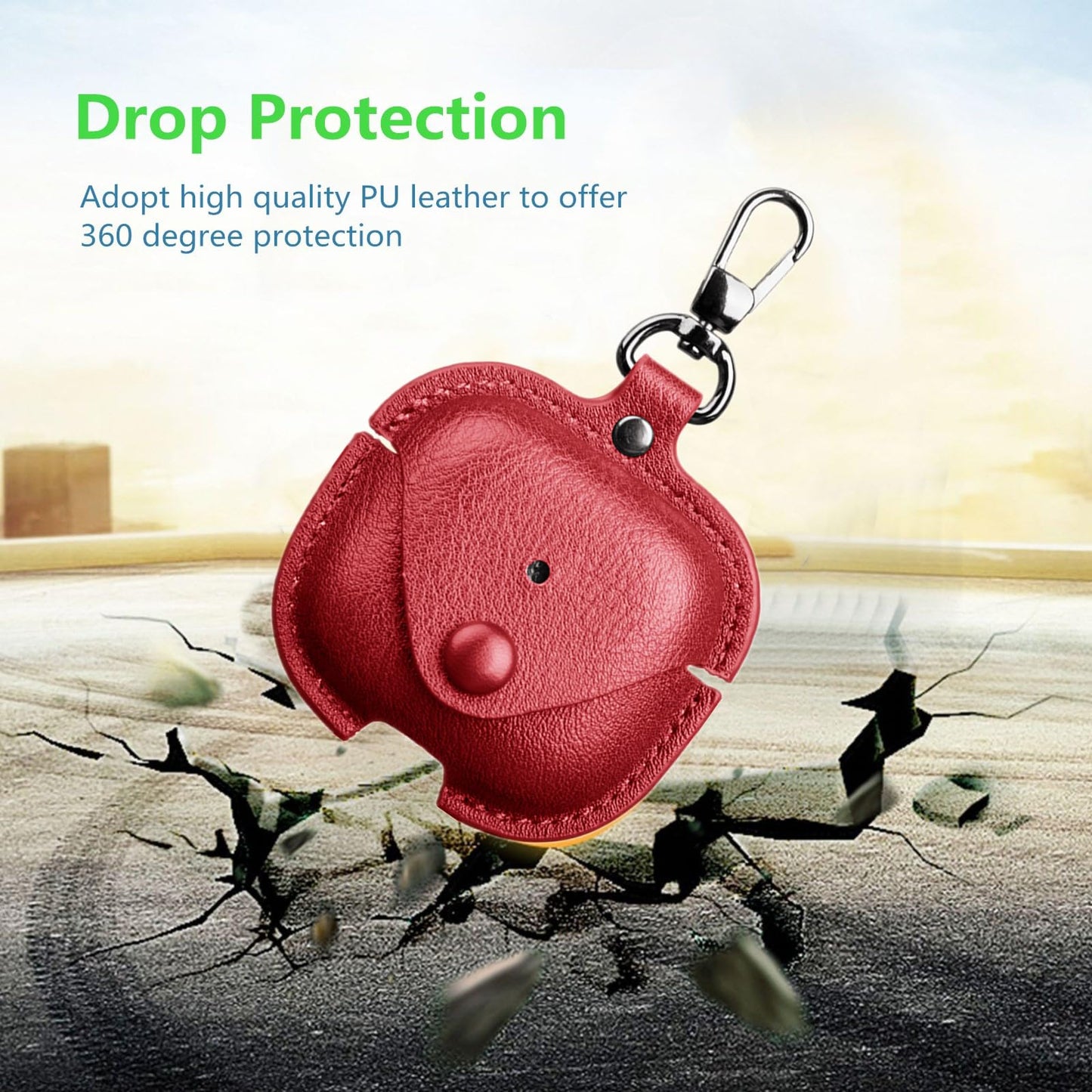 YQGFashbf for Airpods 4 Case Leather with Keychain, Stylish Retro Leather Wireless Charging Protective Headphone Case Cover for Apple Airpods 4th Generation 2024 Front LED Visible (Red)