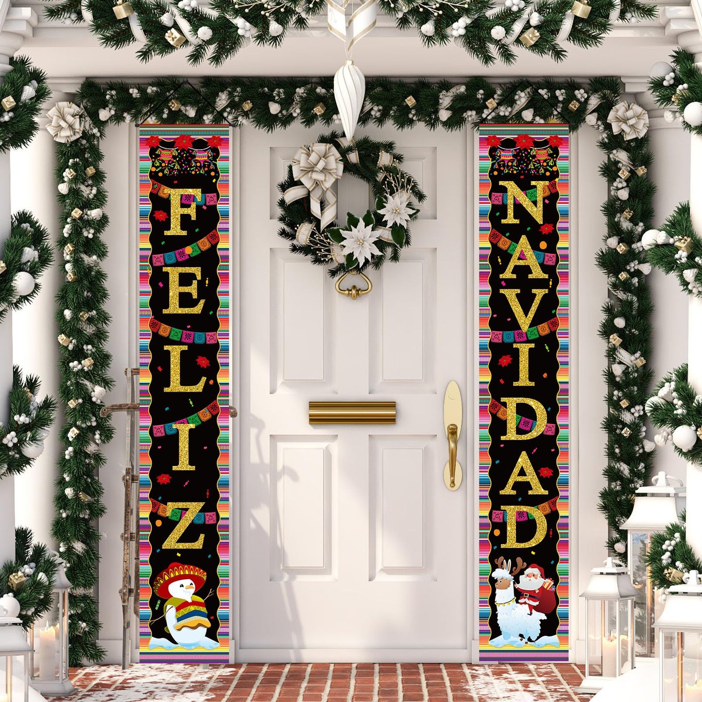 Feliz Navidad Decorations Mexican Christmas Porch Banner Feliz Navidad Welcome Sign Mexican Christmas Decorations and Supplies for Home Party