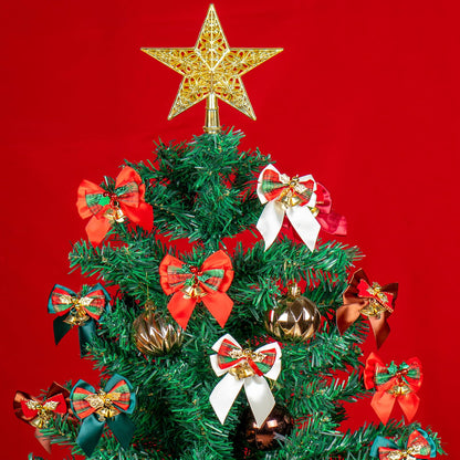Voeveca 20 Pack Christmas Bows, Bowknot Wreath Bow with Jingle Bells for Christmas Garland Tree, Crafts, Wrapping, Wreath Xmas Hanging Ornaments Decor (20, Green)