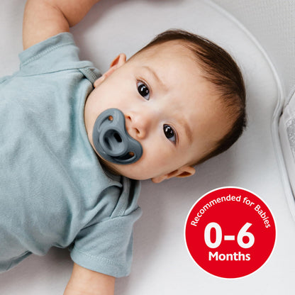 NUK 100% Silicone Comfy Orthodontic Pacifiers, 0-6 Months, Blue Fashion, Timeless Collection, 5 Count