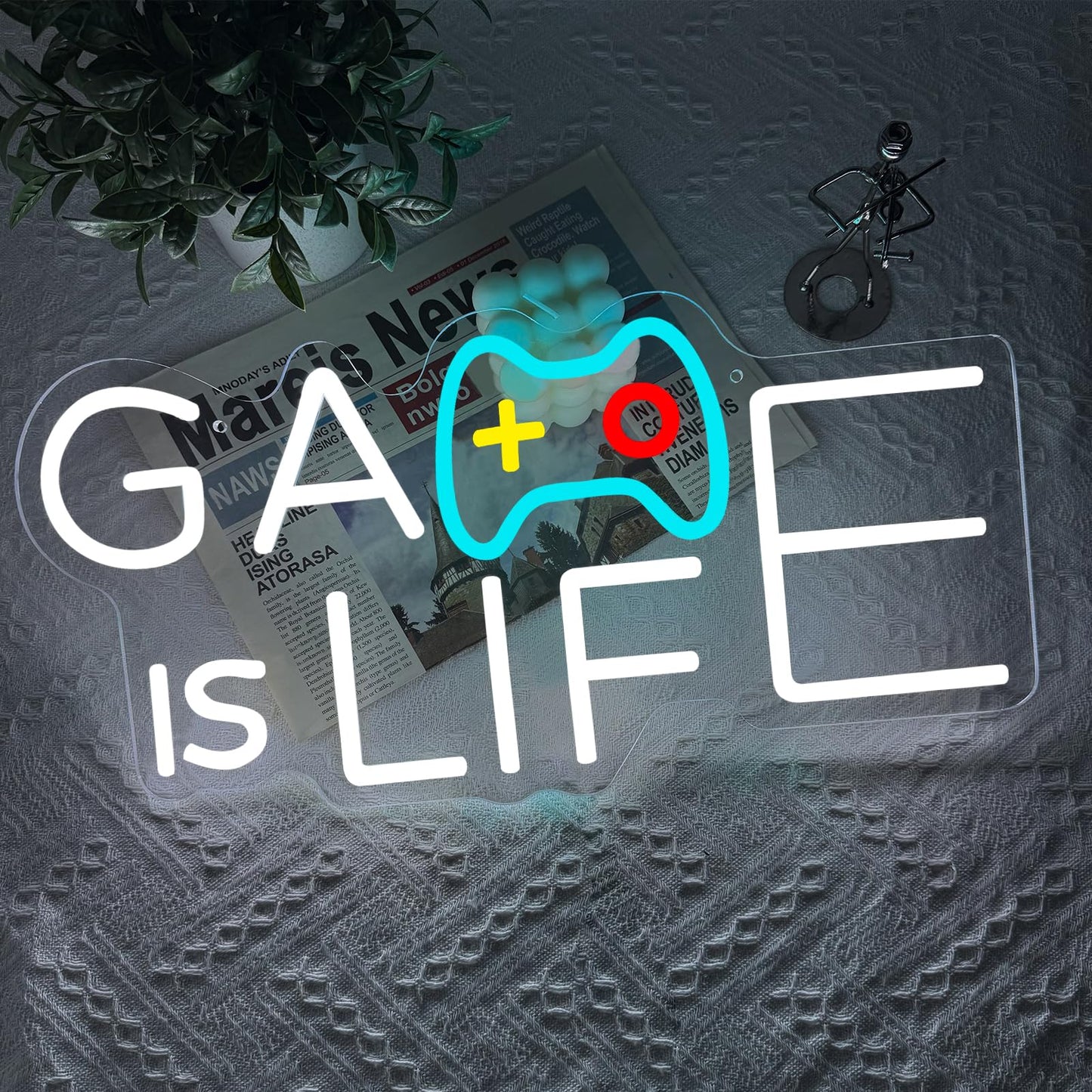 Game is Life Neon Sign for Game Room Wall Decor, Dimmable Led Neon Light for Gaming Zone Man Cave Bedroom Club Wall Ddecoration, Neon Signs Gift for Boys Girls