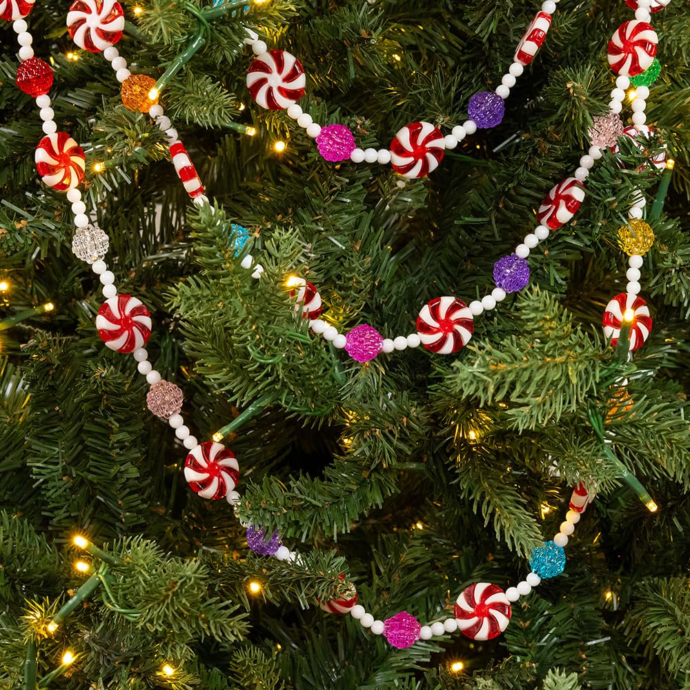 Kurt Adler Multicolored Candy with Peppermint Rounds Garland