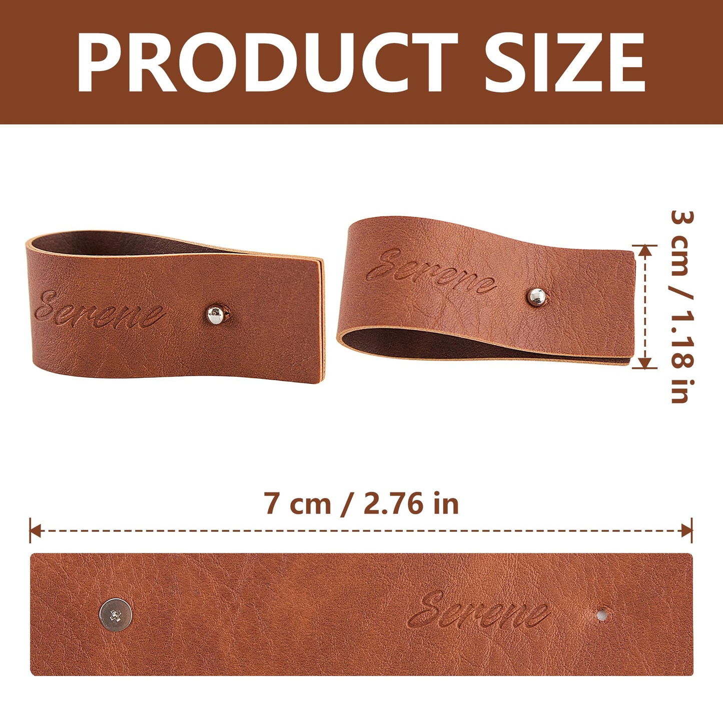 Reddish Brown Napkin Rings Set of 6 – Elegant Leather Napkin Ring Holders, Double-Sided Waterproof, Durable Table Decor for Easter, Weddings & Dinner Parties, Stylish Table Setting Accessories