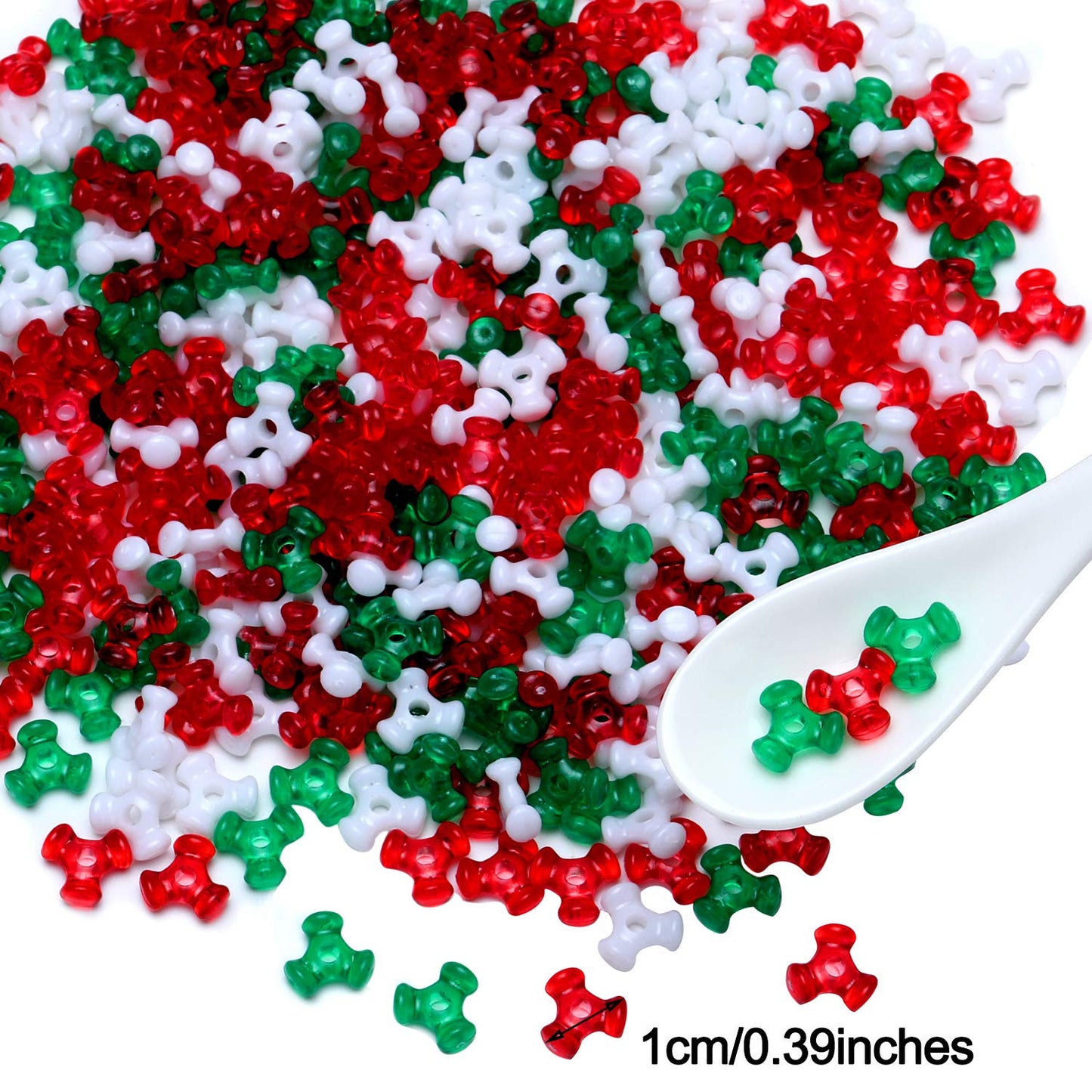 Christmas Tri Beads, Holiday Beaded Ornaments Candy Cane Ornament Craft Kit, Including 0.38 Inch Plastic Tri Beads and Beading Wirefor Christmas Tree Decoration(1600)