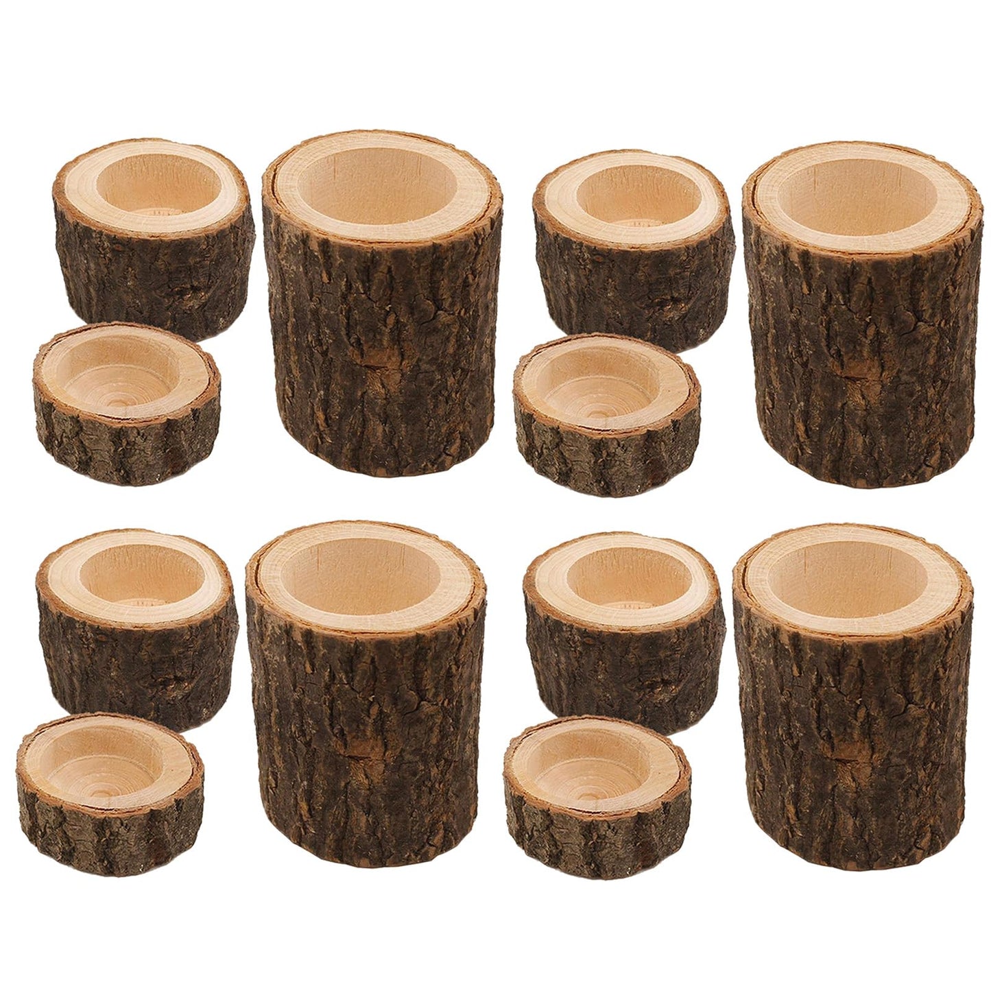 Yikko Tea Light Candle Holders, Personalized Wooden Votive Tealight Holders for Wedding Centerpieces for Table, Valentine's Day |Christmas Party |Home Decoration (Set of 12 (0.98", 1.65", 2.75"))